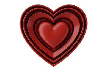 Concentric red hearts layered abstract shape Valentine symbol