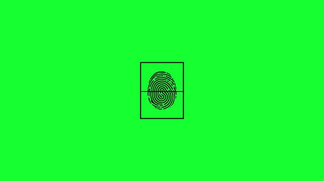 finger print animation on Green background. fingerprint scanning icon motion. biometric scanner for identification video.