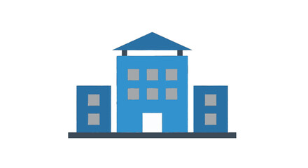 Government building in minimalist style with blue color scheme on white background for official use