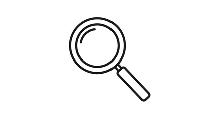 Magnifying Glass Icon in Simple Line Art Style with Black Color on White Background for Web Design