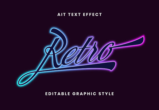 Blue And Purple Neon Glow Text Effect Retro Script Font