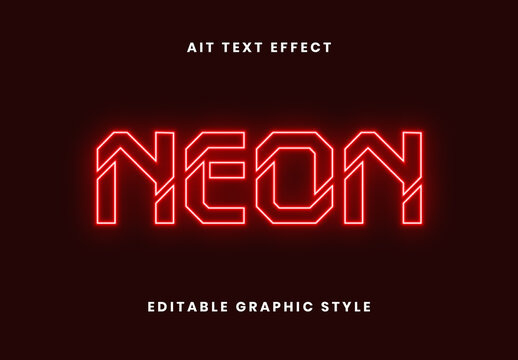 Red Neon Glow Text Effect Geometric Futuristic Font