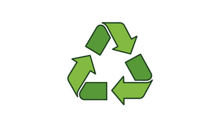 Obraz premium Recycling symbol in green color with circular arrows in simple flat design for environmental awareness