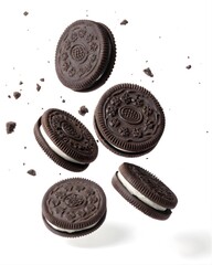 Biscuits with stuffed cream on white background 