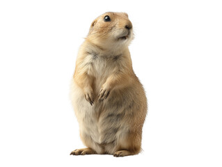 Fototapeta premium A prairie dog standing and looking up, with a curious expression Isolated Transparent Background, PNG