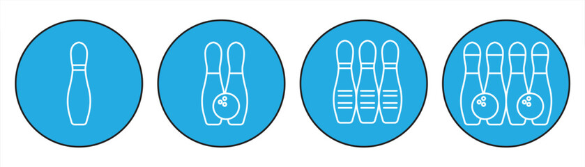 Fototapeta premium Bowling icon set. Bowling symbols, balls, pins, for apps and websites, EPS 10, vector illustration.