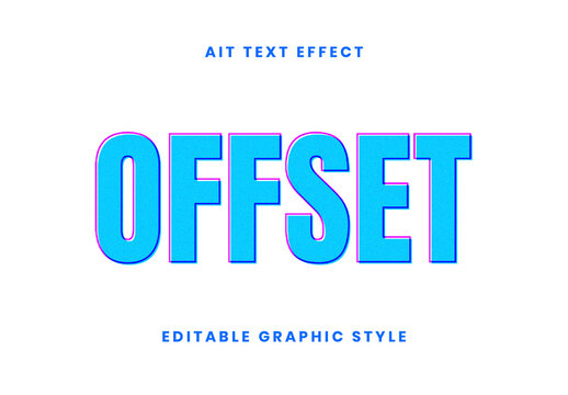 Blue And Pink Offset Print Text Effect Glitch Retro Outline Font