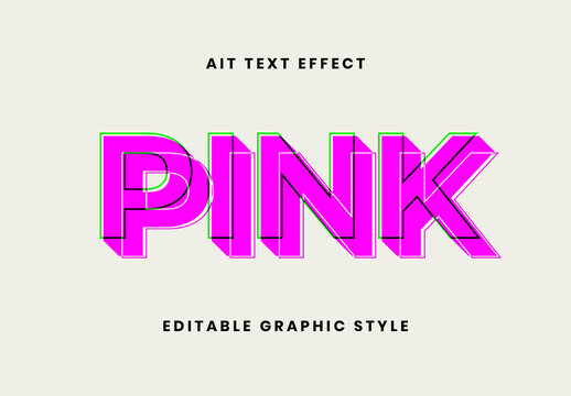 Pink And Green Color Offset Text Effect Multiline Retro Font