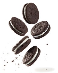 Biscuits with stuffed cream on white background 