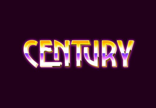 Yellow And Violet Retro Chrome Text Effect Gradient Glossy Font