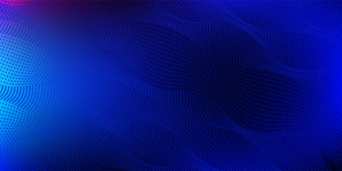 Obraz premium Abstract digital waving 3d particle technology background design. Futuristic moving dots particles, hi-tech and big data visualization for brochures, flyers, magazine, business card, banner. Vector.