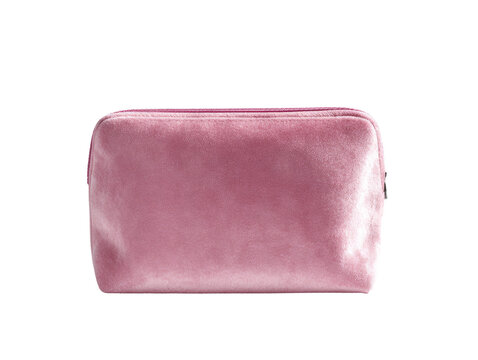 A close-up view of a pink cosmetic bag Isolated Transparent Background, PNG