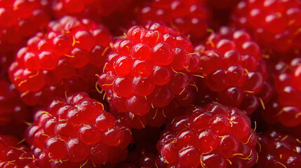 close-up raspberry with vibrant juice-filled orbs