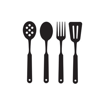 Cutlery, Spoons, and Forks Icon for Dining and Tableware Illustrations