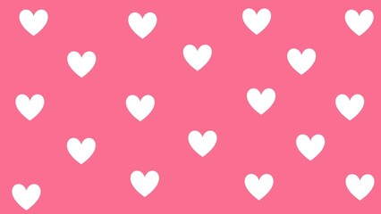 Playful pink background featuring evenly spaced white heart icons in a repeating pattern. Cute and cheerful design perfect for Valentine themes, packaging, social media, stationery, and decorative bac