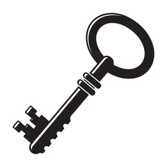 Vintage Antique Key Flat Icon Minimal Design