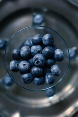 blueberries in a glass bowl