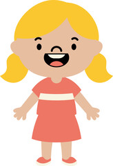 Fototapeta premium Cartoon Girl With Blonde Pigtails vector shape