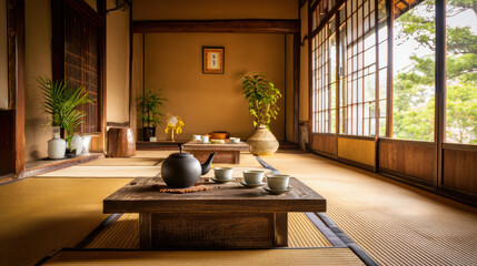 traditional tea ceremony in soft natural light