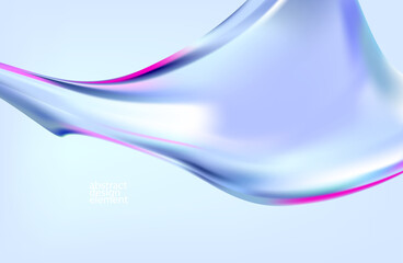 Abstract iridescent glass shape. Liquid transparent form with shine and reflection. light vector background.