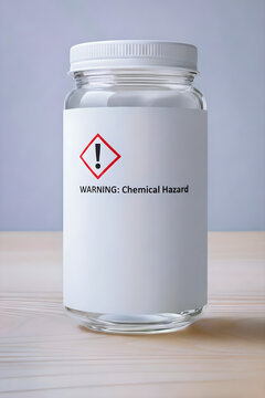 Glass jar with a warning note