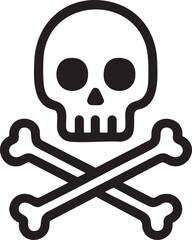skull and Crossed Bones Emblem, Black Vector Illustration on Transparent Background