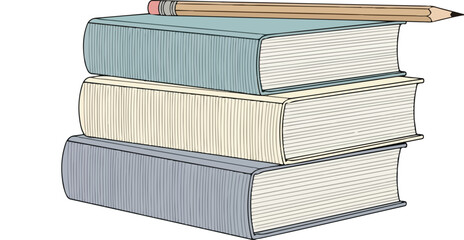 Fototapeta premium Stack of Books with Pencil