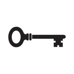 Vintage Antique Key Flat Icon Minimal Design