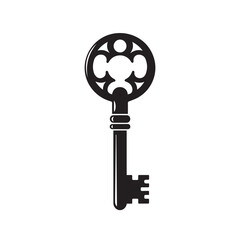 Obraz premium Vintage Antique Key Flat Icon Minimal Design