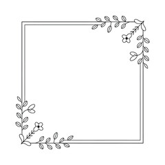 Simple square frame adorned with delicate floral and leafy embellishments