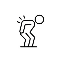 Simple line drawing of a person experiencing back pain or discomfort