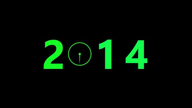 Green 208 Numbers with Clock Face Symbol on Black Background numeral time