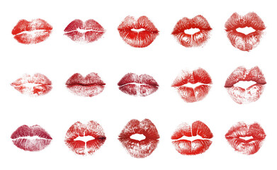 PNG Vibrant red lipstick prints collection, transparent background