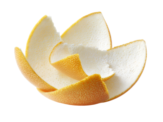 Close-up shot of peeled orange citrus fruit peel Isolated Transparent Background, PNG