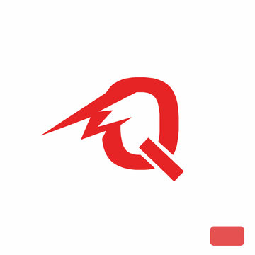Powerful red letter Q vector icon energy concept