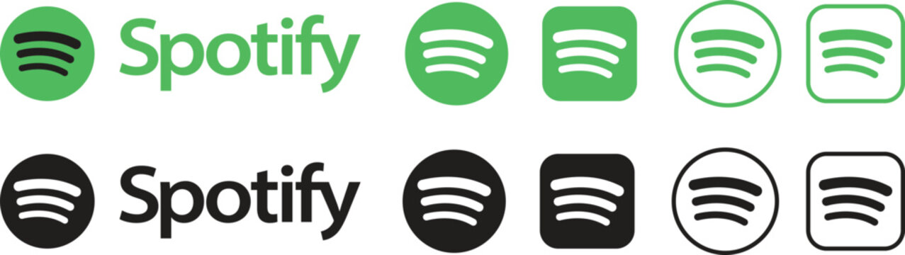Spotify Logo Icon Set - Music Streaming Service Branding Vector
