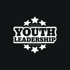 Youth leadership typography emblem with stars and bold collegiate lettering for community branding