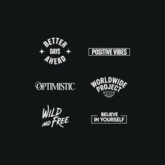 Motivational typography collection with positive affirmations and uplifting quotes for inspiration and dreams
