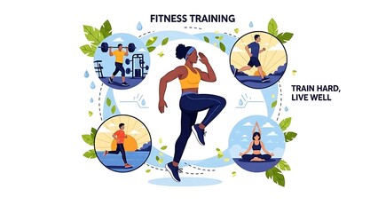 Woman Running with Fitness Training Images.