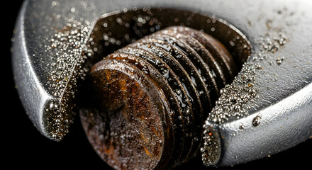 Rusty Bolt and Nut Closeup.