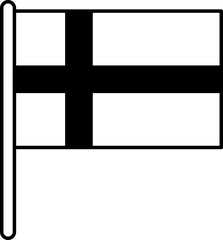 Fototapeta premium Danish Flag on a Pole vector outline