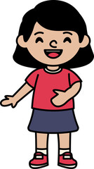 Fototapeta premium Happy Girl Standing and Laughing vector shape