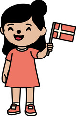 Girl Holding Danish Flag vector shape