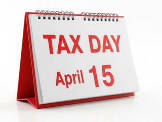 Reminder for tax day on april 15th isolated on white background