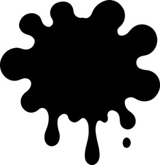 A 3d vector illustration of a black ink blot and jigsaw puzzle piece splash representing a business solution concept with liquid paint drips and success symbol shapes in a black and white design