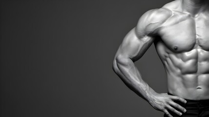 Defined Muscular Male Torso in Monochrome