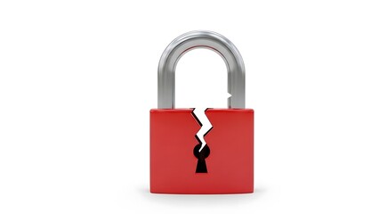 Naklejka premium Broken Red Padlock Security Concept Image.