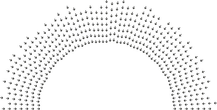 Semi-circular irregular rays of long varying lengths.