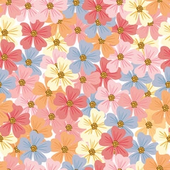 Bright and Colorful Floral Pattern Art