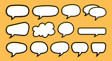 Obraz premium Variety Of White Speech Bubbles On Yellow Background